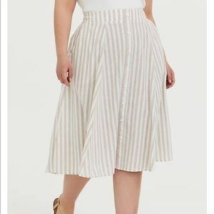 TORRID Striped Linen Midi Skirt